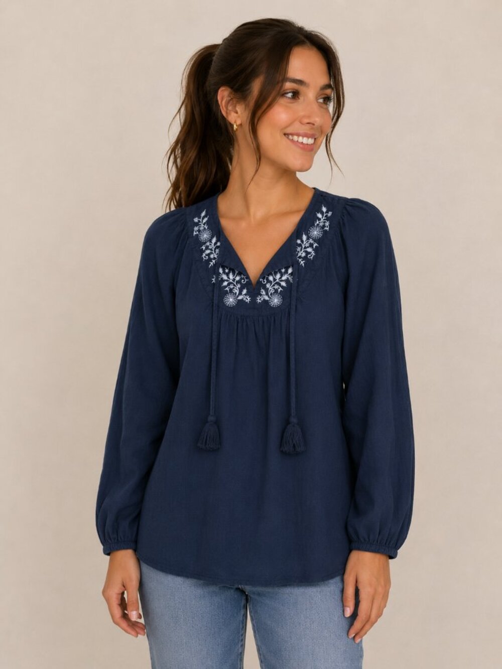 Style & Co. Blue Boho Top M